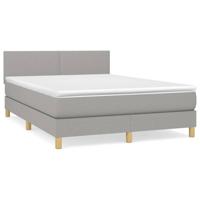 Boxspring met matras stof lichtgrijs 140x190 cm - thumbnail