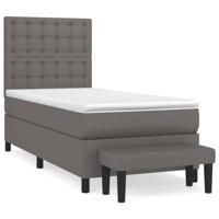 Boxspring met matras kunstleer grijs 90x200 cm - thumbnail