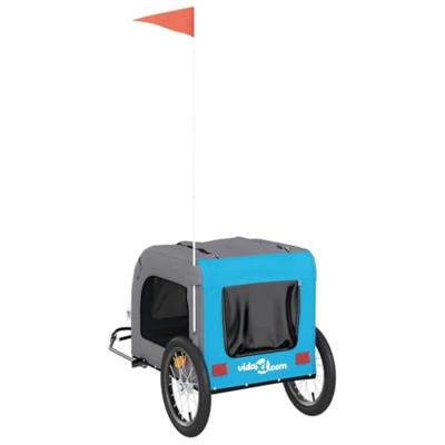 Hondenfietstrailer oxford stof en ijzer blauw en grijs - thumbnail