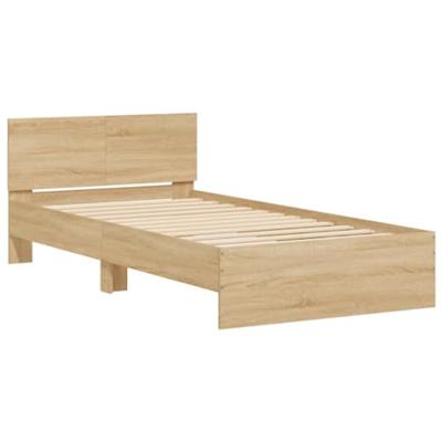 Bedframe met hoofdbord en LED sonoma eikenkleurig 100x200 cm