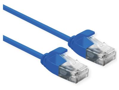 ROLINE UTP Data Center Patchkabel Cat.6A (Class EA), LSOH, extra dun, blauw, 0,3 m