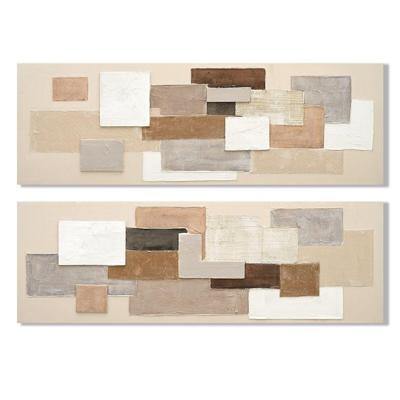 Canvas Home ESPRIT Wit Beige Abstract Stads 150 x 3 x 50 cm (2 Stuks)