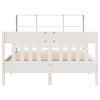 Bedframe zonder matras massief grenenhout wit 140x190 cm - thumbnail
