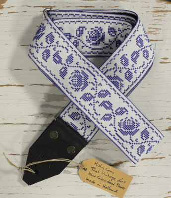 Holy Cow Straps 60's Real Vintage Blue Embroidered Flower