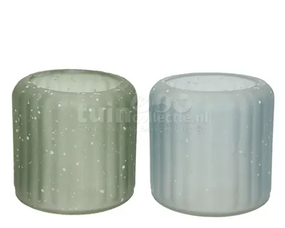 Waxinelichthouder Glas 8cm Ø7,5 Assorti 1st