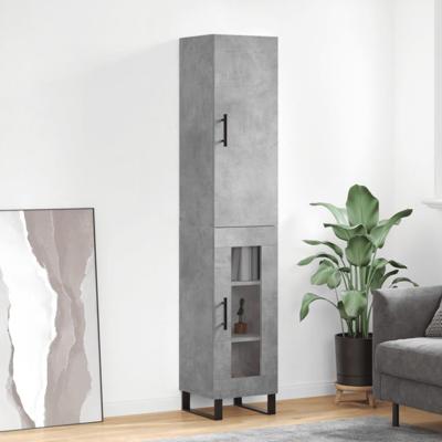 Hoge kast 34,5x34x180 cm bewerkt hout betongrijs