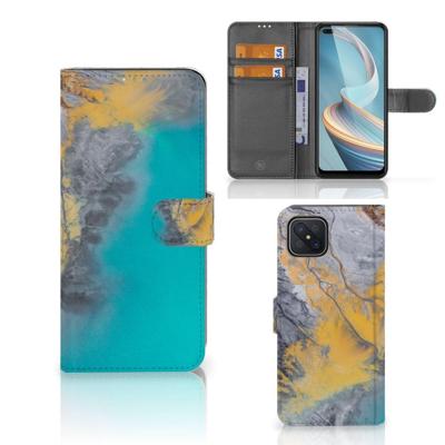 OPPO Reno4 Z | Bookcase | Marble Blue Gold OPPO Reno4 Z | Bookcase | Marble Blue Gold