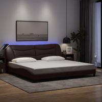 Bedframe met LED zonder matras "Hvar" 200x200 cm stof donkerbruin - thumbnail