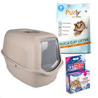 Lexie kattenbak & silica kattenbakvulling starterspakket Grijs - thumbnail