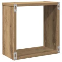 Wandschappen kubus 2st 30x15x30cm bewerkt hout artisanaal eiken - thumbnail