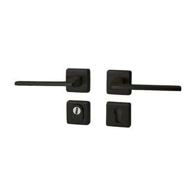 Hardbrass Achterdeurset vierkant Zenith compleet SKG3 met kerntrekbeveiliging - puurzwart