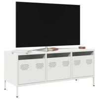 Tv-meubel 101,5x39x43,5 cm koudgewalst staal wit - thumbnail
