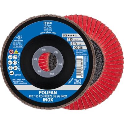 PFERD TOOLS 67711536 PFC 115 CO-FREEZE 36 SG INOX Lamellenschijf Diameter 115 mm Boordiameter 22.23 mm Legering op nikkelbasis, Superlegeringen op nikkel- of PFERD TOOLS 67711536 PFC 115 CO-FREEZE 36 SG INOX Lamellenschijf Diameter 115 mm Boordiameter 22.23 mm Legering op nikkelbasis, Superlegeringen op nikkel- of