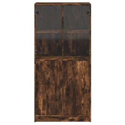 Hoge kast met deuren 68x37x142 cm bewerkt hout gerookt eiken