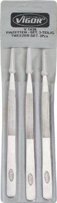 Vigor V1438 Pincetset 3-delig Plat-rond, Stomp, Spits