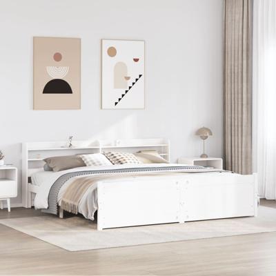 Bedframe met hoofdeinde zonder matras 200x200 cm wit