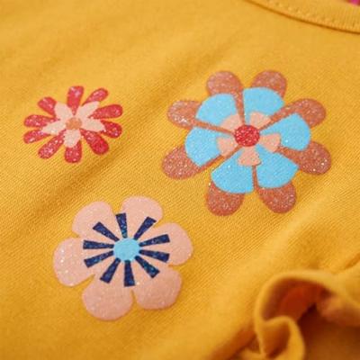 Kindershirt met lange mouwen bloemenprint 104 donkerokerkleurig - thumbnail