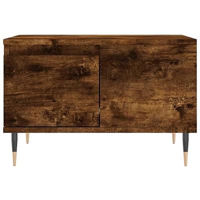 Salontafel 55x55x36,5 cm bewerkt hout gerookt eikenkleurig Salontafel 55x55x36,5 cm bewerkt hout gerookt eikenkleurig