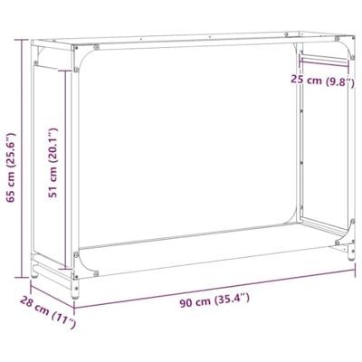 VidaXL Brandhoutrek 90x28x65 cm koudgewalst staal zwart VidaXL Brandhoutrek 90x28x65 cm koudgewalst staal zwart