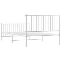 Bedframe met hoofd- en voeteneinde metaal wit 107x203 cm - thumbnail