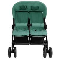 VidaXL Tweelingkinderwagen staal groen - thumbnail
