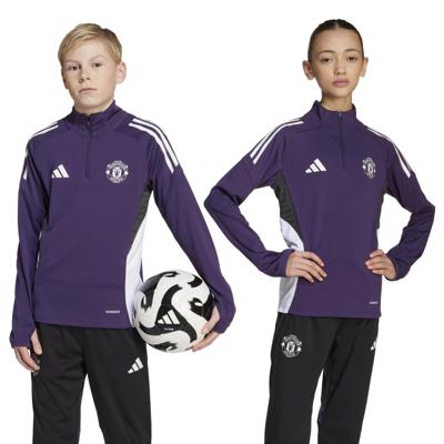 adidas Manchester United Trainingstrui 1/4-Zip 2025-2026 Kids Paars Wit Zwart