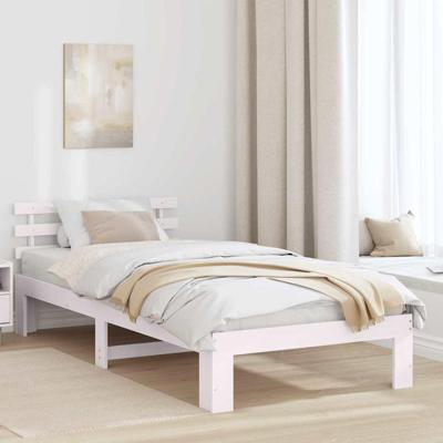 Bedframe met hoofdeinde Wit 90 x 200 cm Massief grenenhout