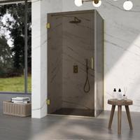 Fortifura Galeria Douchecabine - 100x80x200cm - scharnieren - deurgreep - vlak - rookglas - Geborsteld messing PVD (Goud) SW1122557/SW1122564/SW797910/SW797940 - thumbnail