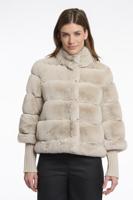 Rino & Pelle Feline.7002512 Faux Fur Jacket With Knitted Sleeve Jackets 9030 Birch - thumbnail