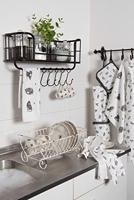 Clayre & Eef Keukenschort 70x85 cm Grijs Wit Katoen Katten BBQ Schort - thumbnail