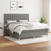 Boxspring met matras stof donkergrijs 180x200 cm - thumbnail