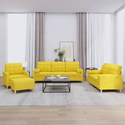 4-delige Loungeset met kussens stof lichtgeel