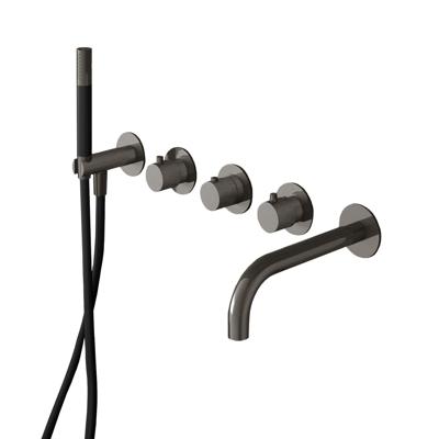 Hotbath Cobber afbouwdeel inbouw bad thermostaat met 2 stopkranen met uitloop verouderd ijzer CB7072EXTAI