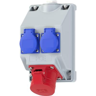 PC Electric 16081542 Stopcontactsplitter Grijs, Blauw, Rood