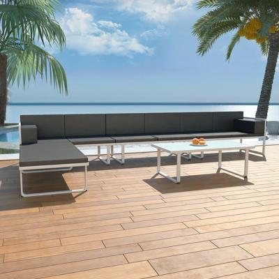 5-delige Loungeset textileen aluminium zwart