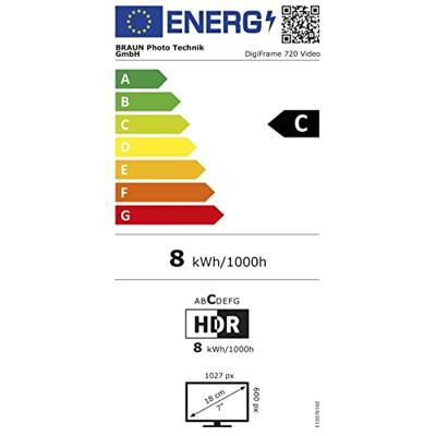 Braun Phototechnik DigiFrame 720 Digitale fotolijst 17.8 cm 7 inch Energielabel: C (A - G) 1024 x 600 Pixel Zwart