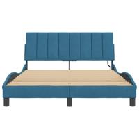 Bedframe met LED zonder matras "Hanko" fluweel blauw 140x200 cm - thumbnail