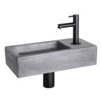 Fonteinset Differnz Ravo Beton 38.5x18.5x9 cm Donker Grijs Met Rechte Mat Zwart - thumbnail