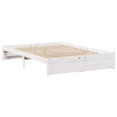 Bed met boekenkast zonder matras grenenhout wit 150x200 cm - thumbnail