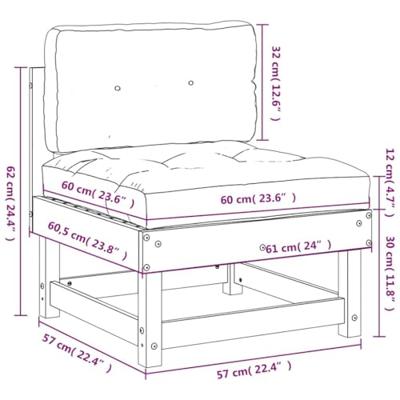 Middenbank met kussens massief grenenhout