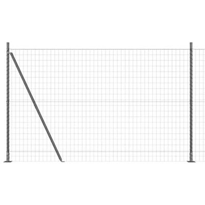 VidaXL Hek met paal grijs 1,6 x 10 m staal en pvc