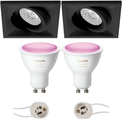 Philips Hue LED Inbouwspot Set - Mat Zwart - Kantelbaar - GU10 - Bluetooth