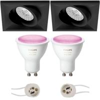 Philips Hue LED Inbouwspot Set - Mat Zwart - Kantelbaar - GU10 - Bluetooth - thumbnail