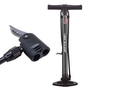 Dunlop Fietspomp staand met Extra Ventielen Zwart