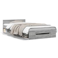 Bedframe met lade bewerkt hout grijs sonoma eiken 90x200 cm - thumbnail