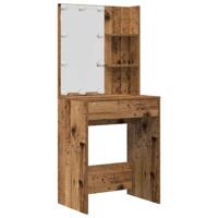 Kaptafelset met LED-verlichting bewerkt hout oud houtkleurig - thumbnail