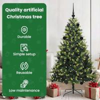 VidaXL Kunstkerstboom met scharnier 150 leds groen 150 cm pvc en pe - thumbnail