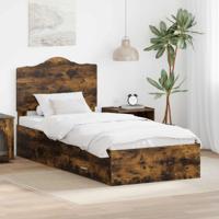 Bedframe met hoofdeinde Gerookt eiken 90 x 190 cm Bewerkt hout - thumbnail