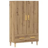 Hoge kast 70x31x115 cm bewerkt hout artisanaal eikenkleur - thumbnail
