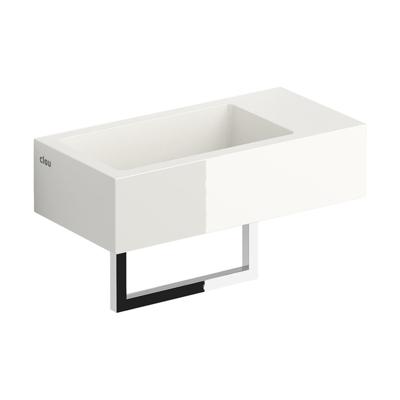 Clou Flush 3 fontein 36x18cm kraangat rechts met handdoekhouder Mineraalmarmer glanzend wit CL/03.08031.02